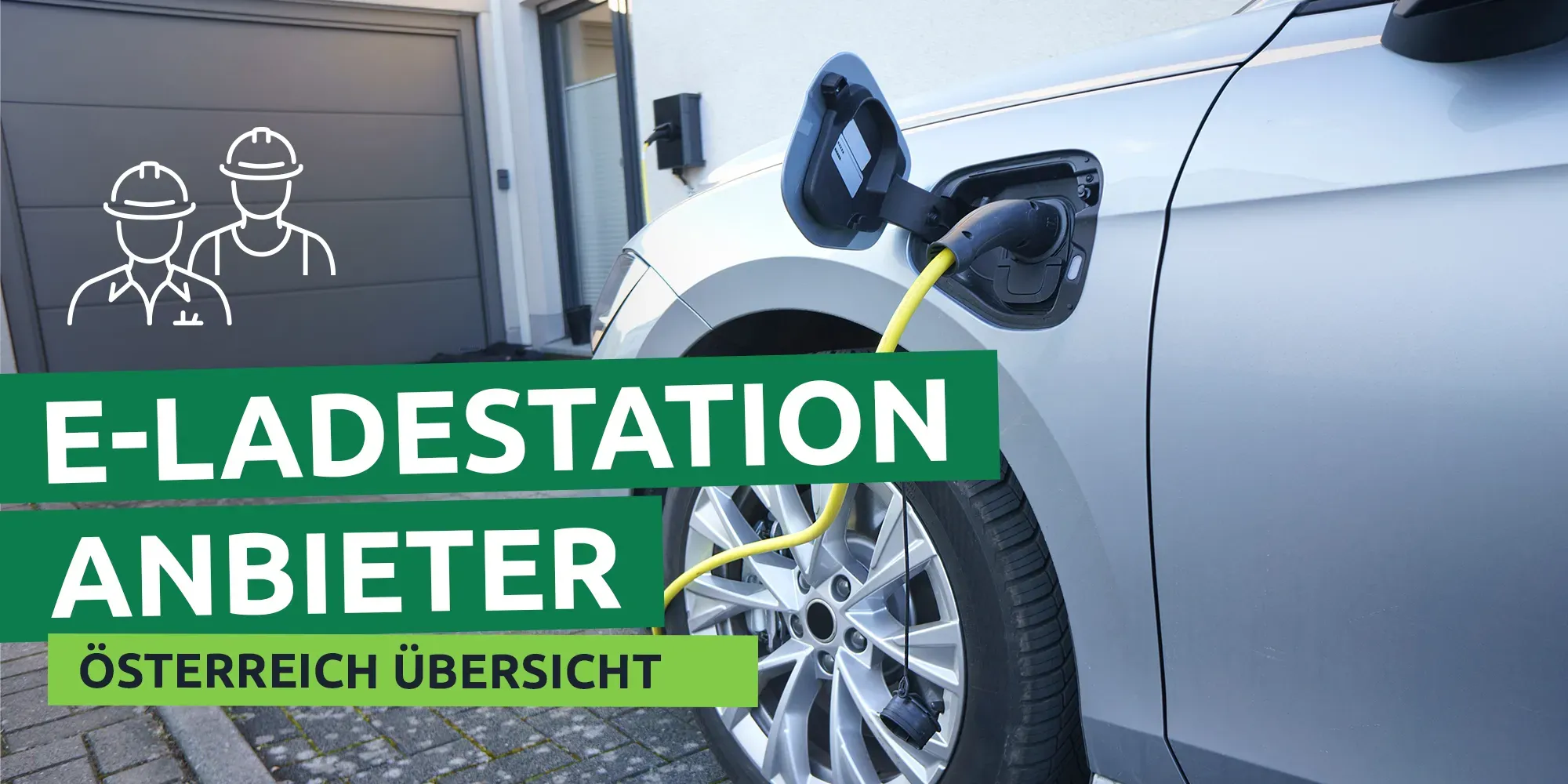 Electric vehicle charging with yellow cable at home charging station.