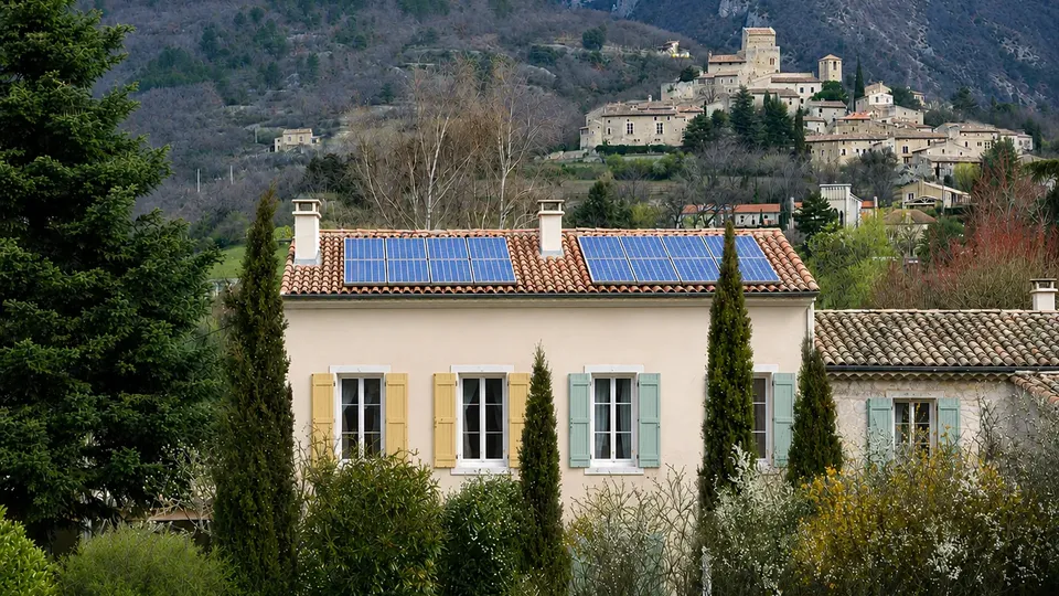 Une maison équipée de panneaux solaires en Auvergne Rhone-Alpes