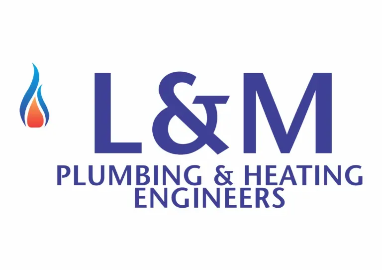 L&M Plumbing & Heating Engineers logo with flame icon.