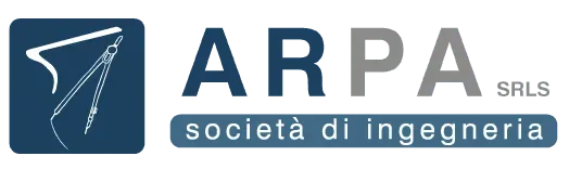 Logo ARPA SRLS con icona di compasso e testo società di ingegneria.