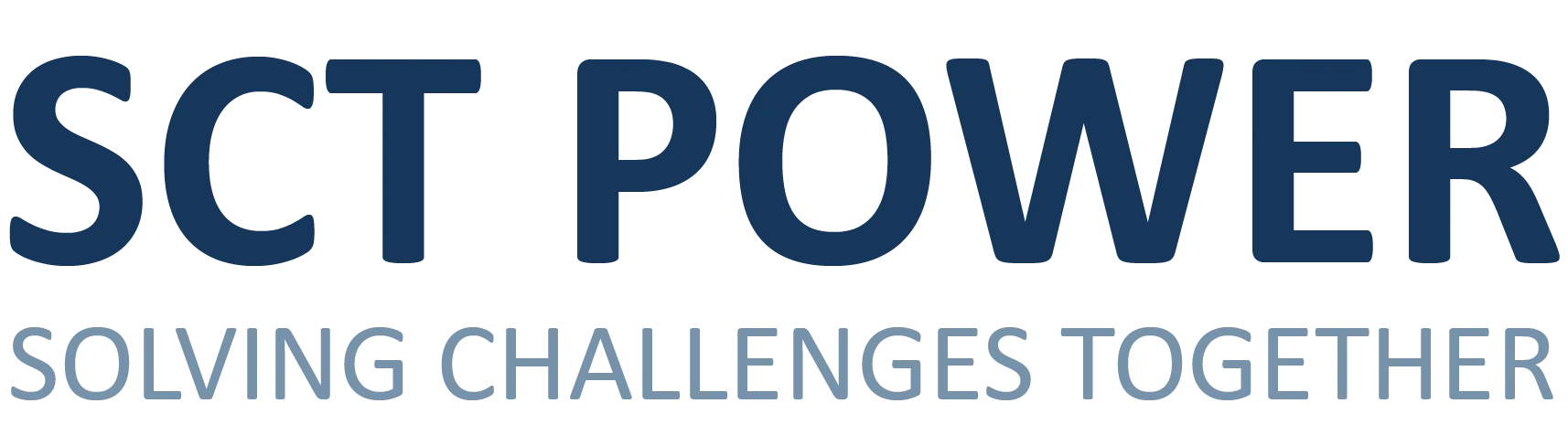 Logo SCT Power com tagline Resolvendo Desafios Juntos.