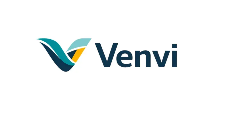 Venvi-logo med stiliseret flueben og virksomhedsnavn.