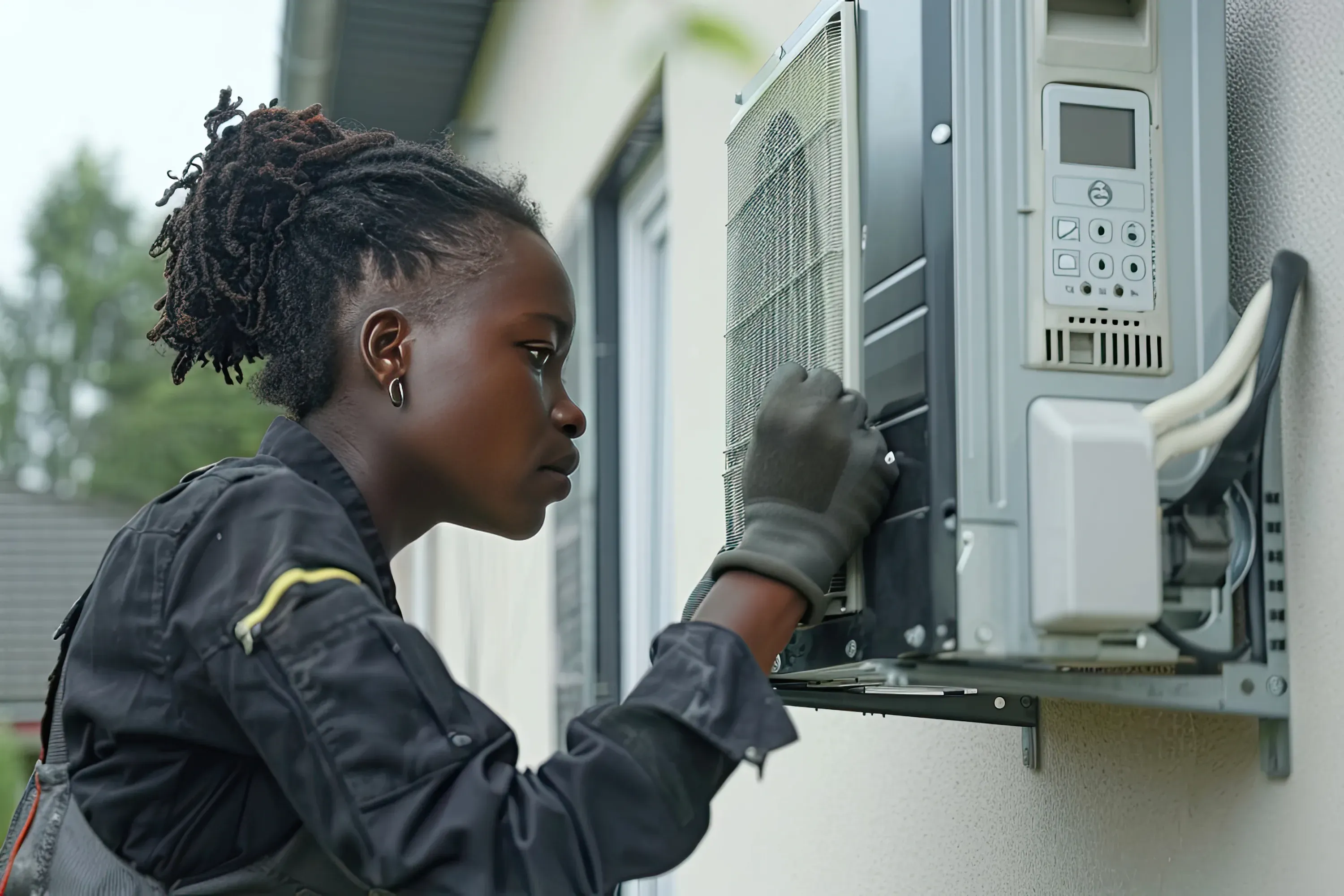 Installatrice concentrata sull'installazione di una pompa di calore