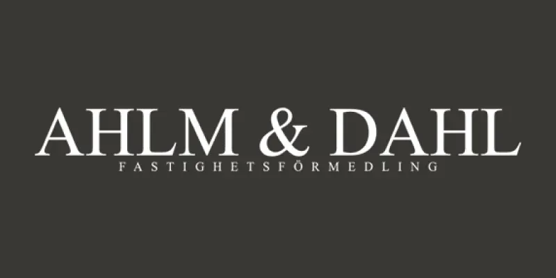 Logotyp från mäklarbyrån Ahlm & Dahl.
