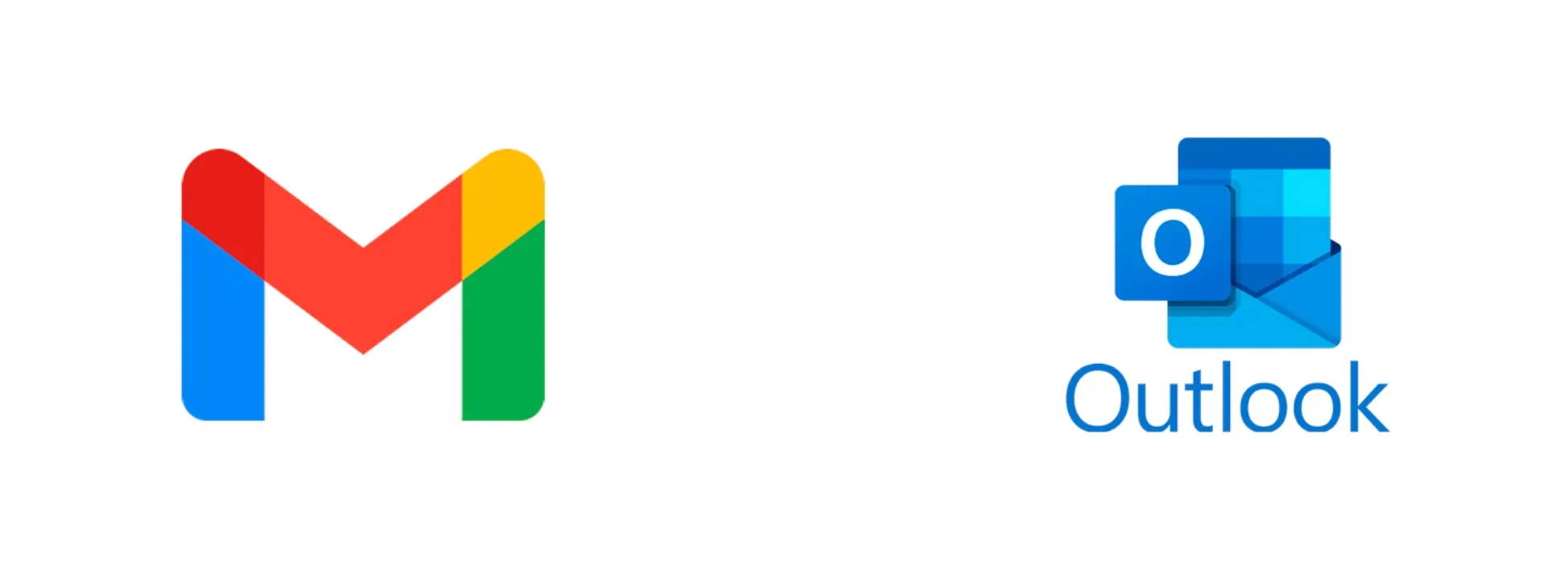 Logos de las aplicaciones de correo electrónico Gmail y Outlook.
