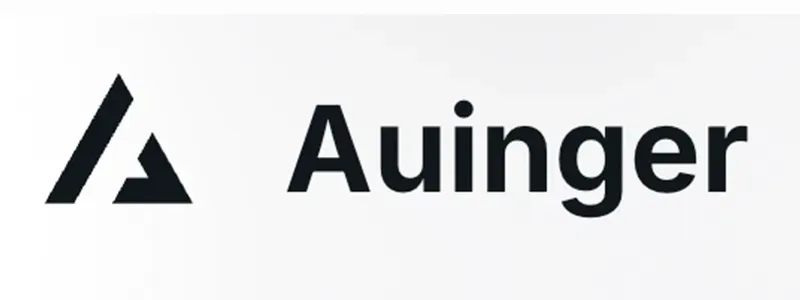 Auinger-Logo mit geometrischen Formen und Text.