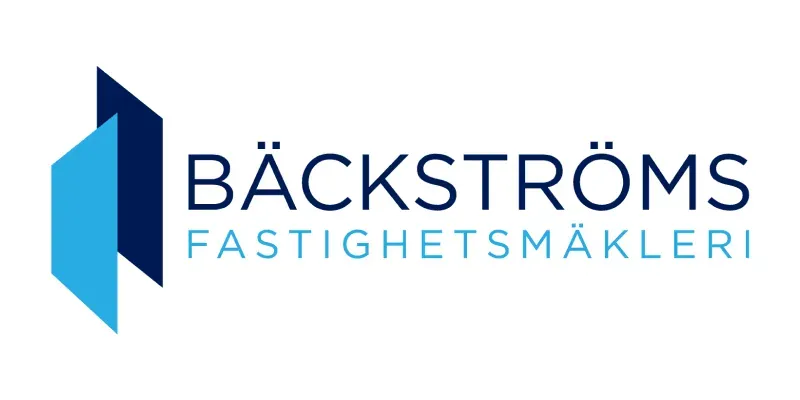 Logotyp från mäklarbyrån Bäckströms Fastighetsmäkleri.