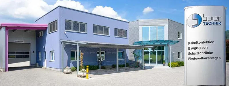 Baier Technik GmbH – Firmengebäude mit Solarcarport für Kabelkonfektion, Baugruppen, Schaltschränke und Photovoltaikanlagen