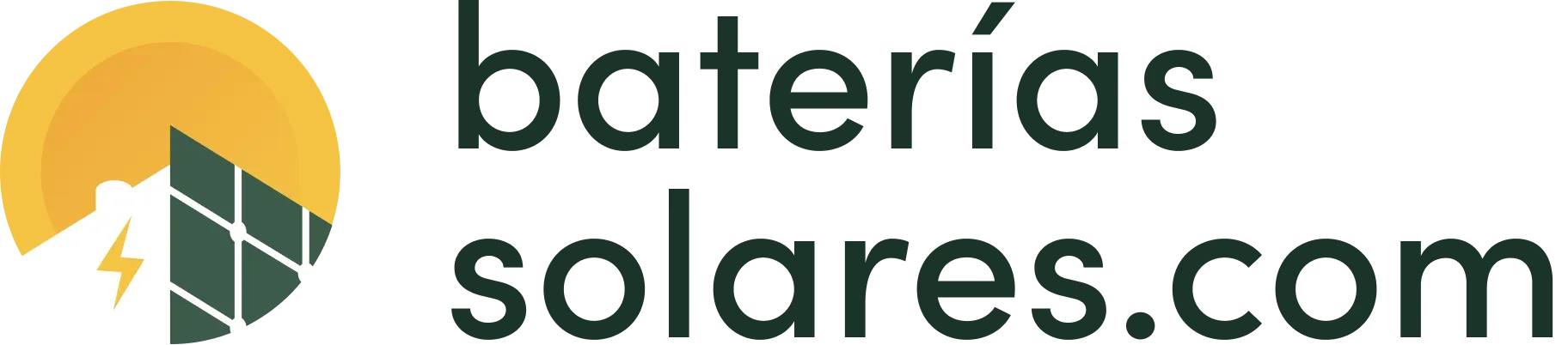 Logo de baterías solares con símbolo de sol y rayo.