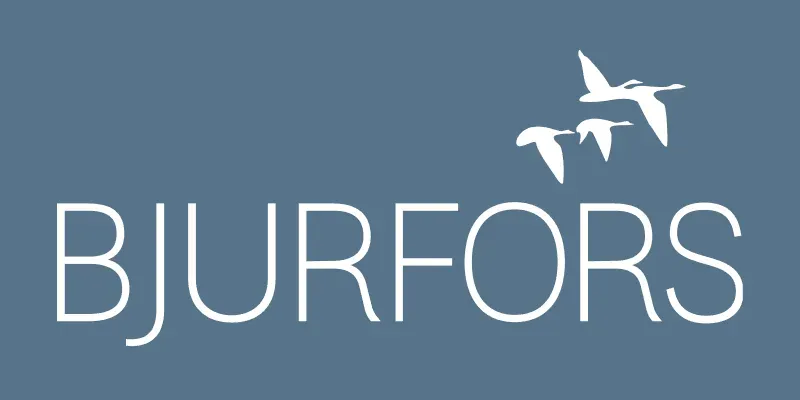 Logotyp från mäklarbyrån Bjurfors.