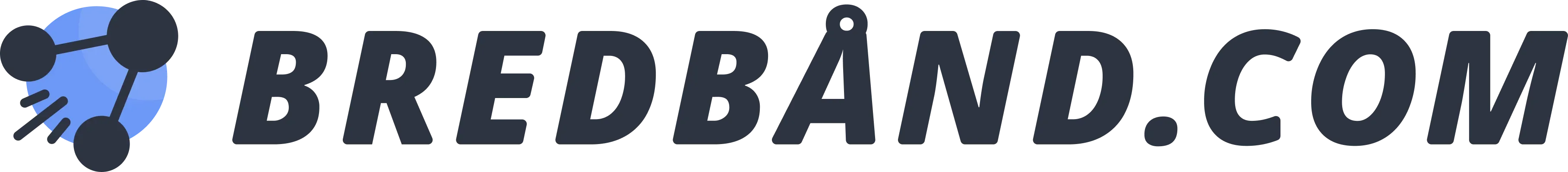 Bredband.com logo med forbundne knudepunkter og tekst.