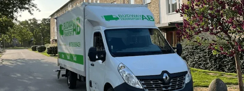 Flyttföretaget Budway Transport AB flyttbil.