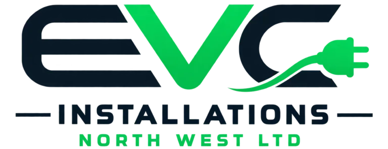 EVC Installations North West Ltd logo with green checkmark and plug icon.