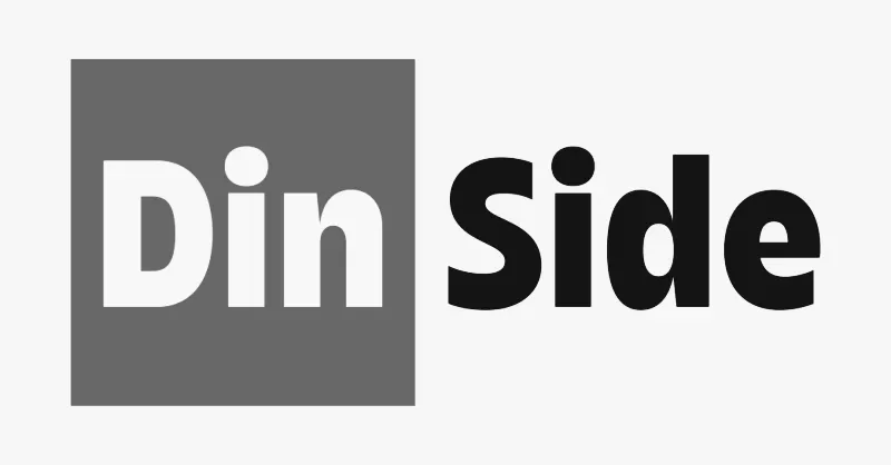 DinSide-logo med grå firkant og hvit tekst.