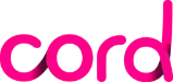 Cord logo in magenta pink.