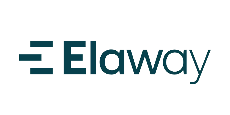 logo til elaway med blå tekst