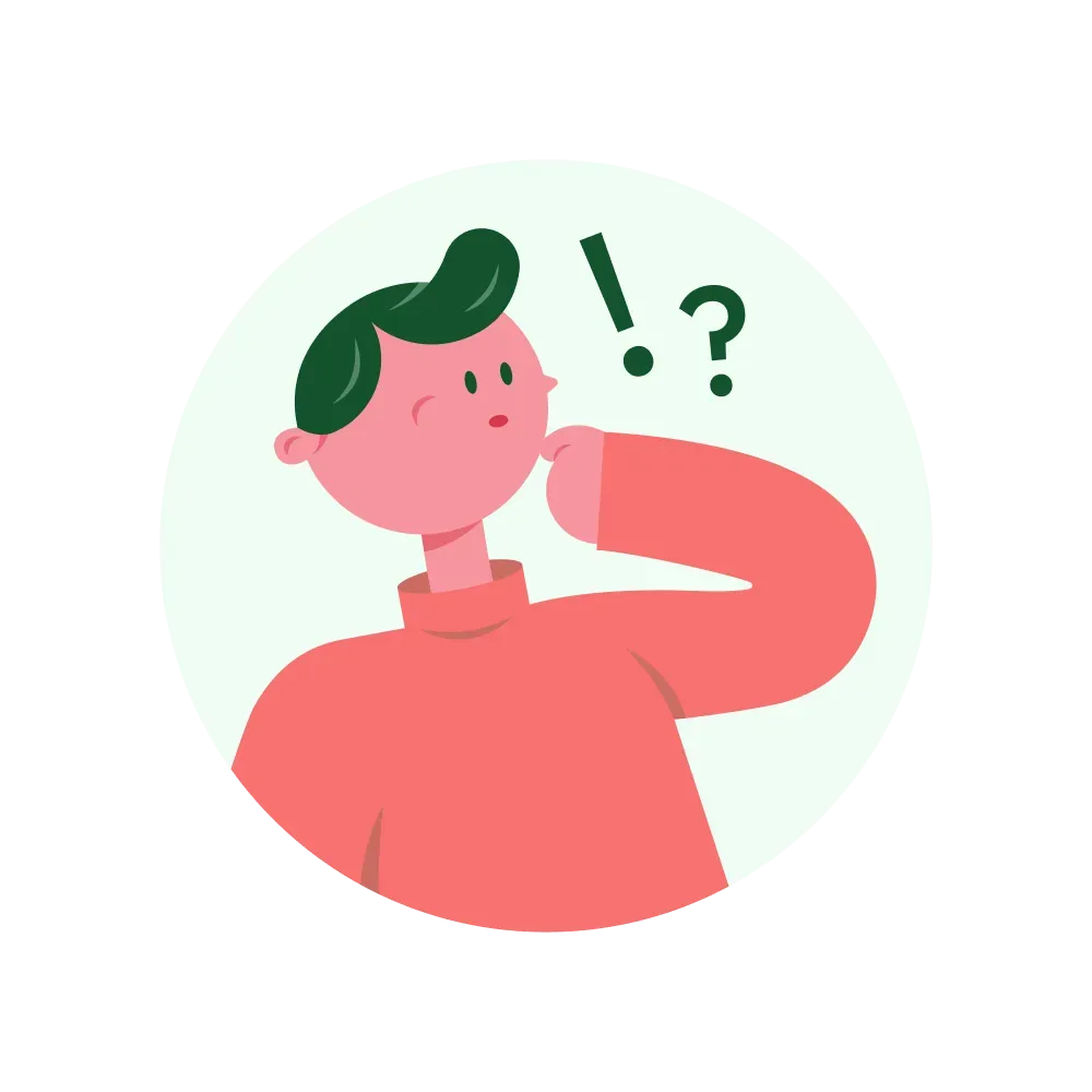 Illustration of a person looking to the right with a question mark