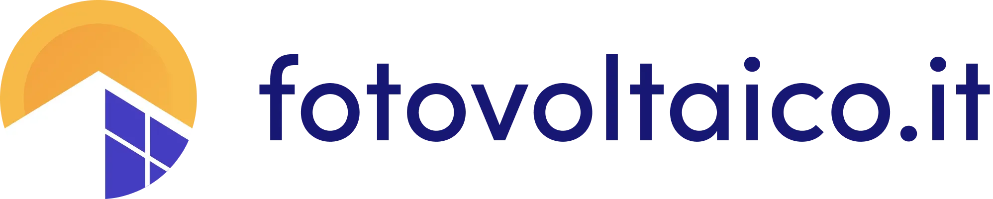 Logo Fotovoltaico.it con sole e design pannello solare.
