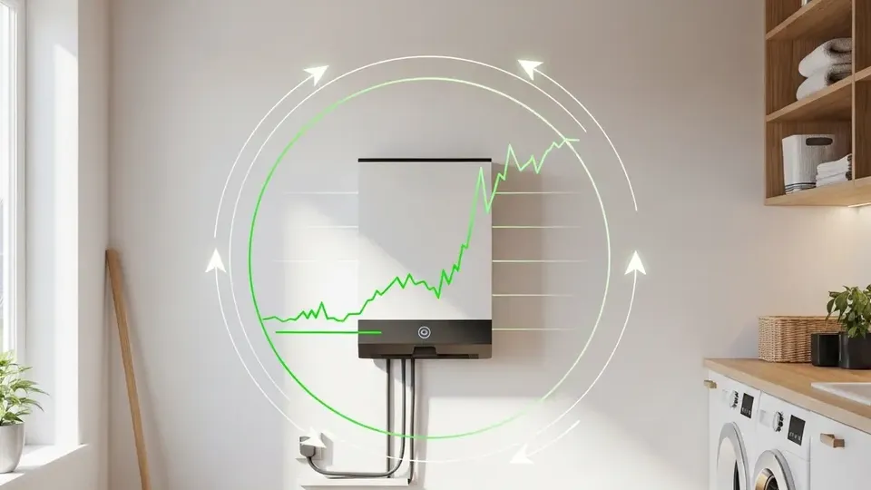 Illustration over, hvad et husstandsbatteri koster med et husstandsbatteri hængende på væggen