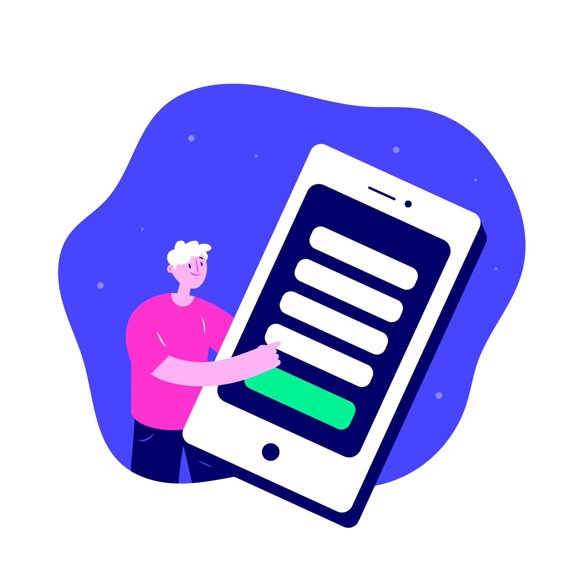 Persona seleccionando una opción en el menú de un smartphone.