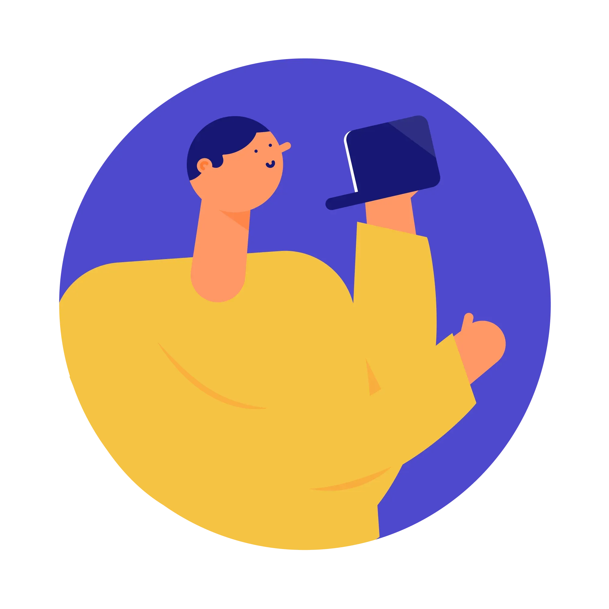 Person holding a laptop.