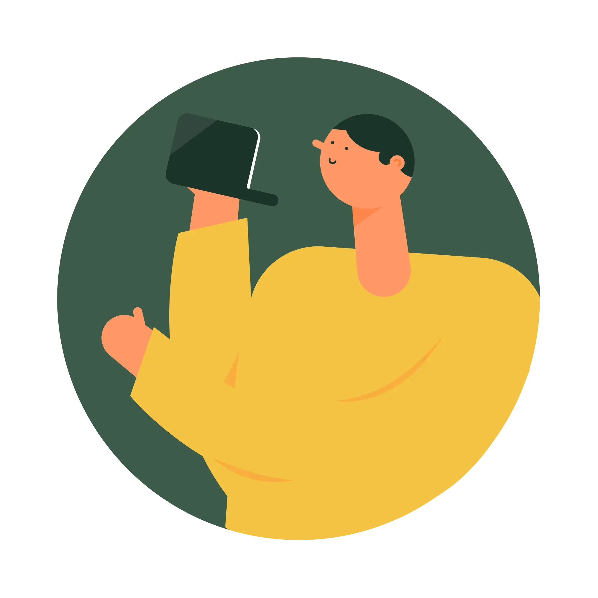 Ilustración de un usuario utilizando una laptop para completar el formulario.