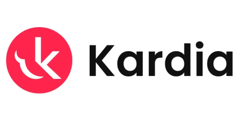 Kardia-logo med rød sirkel og hvit stilisert K.