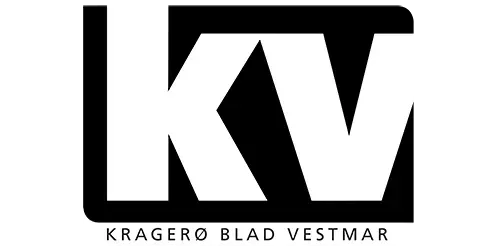Kragero Blad Vestmar-logo med stilisert KV-bokstaver.