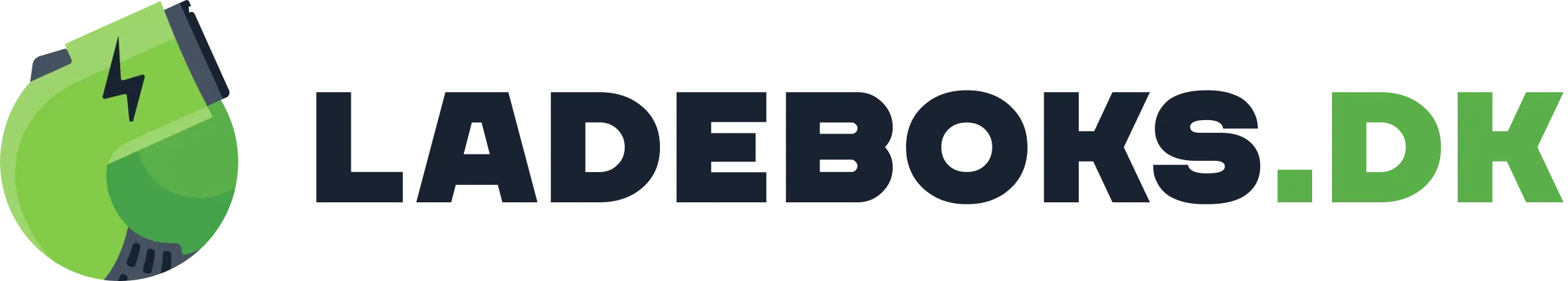 Ladeboks.dk logo med grønt batteriikon og lynnedslag.