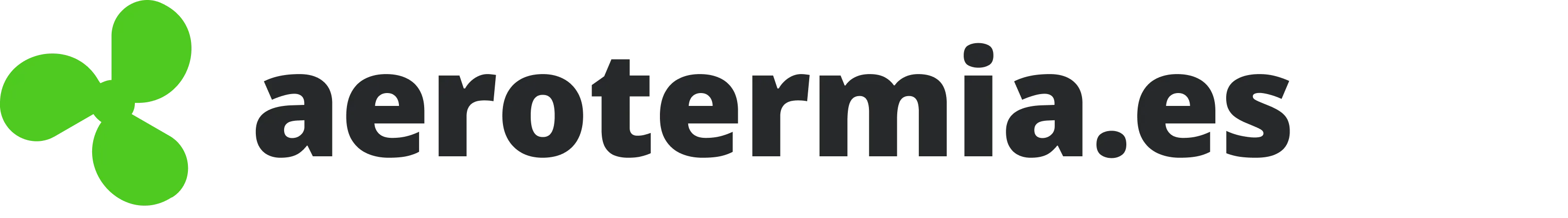 Logo de Aerotermia.es con icono de trébol verde y texto negro.
