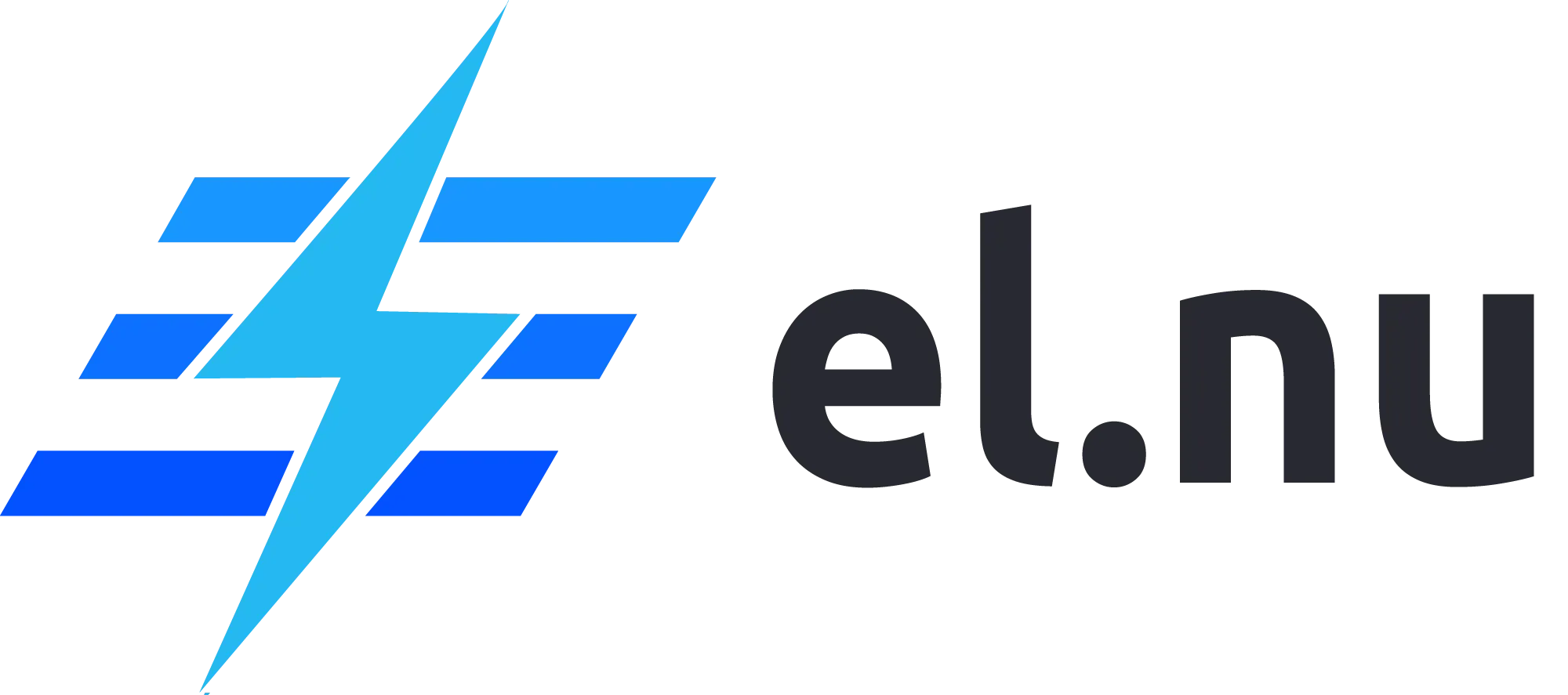El.nu logo med blå lynnedslag og vandrette striber.