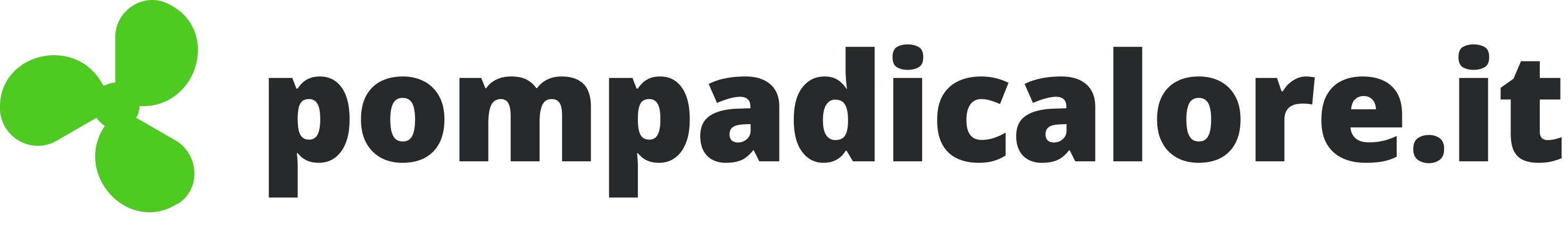 Logo Pompadicalore.it con ventola verde e testo nero.