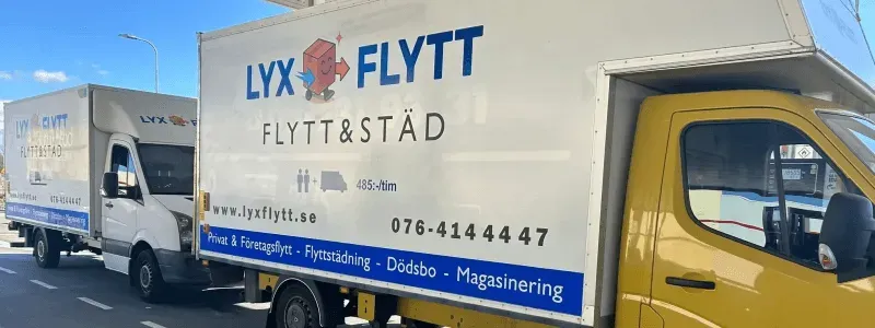 Flyttföretaget Lyx Flytt lastbil.