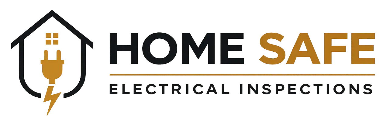 Home Safe Electrical Inspections logo with house outline, electrical plug, and lightning bolt.