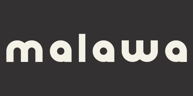 Malawa tekstlogo på mørk bakgrunn.
