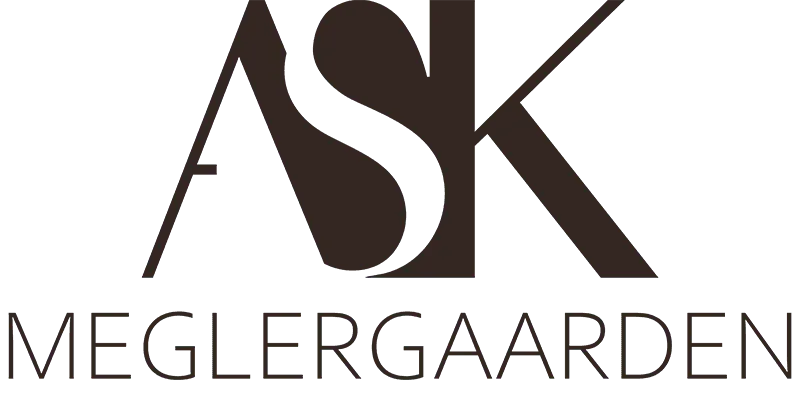 Logo til Ask Meglergaarden i svart tekst.
