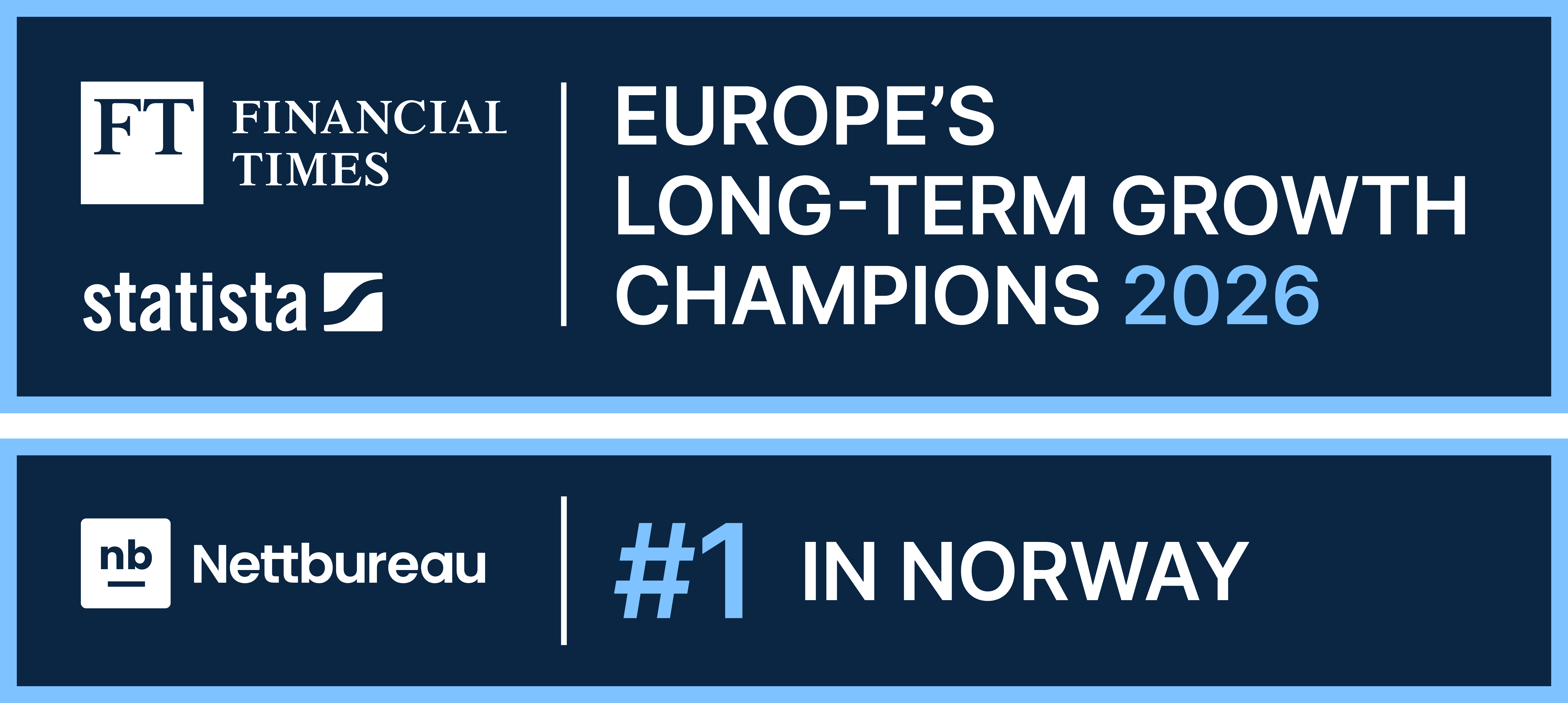 Lenke til Financial Times' liste, Financial Times Ranking: Europe’s Long-Term Growth Champions 2026 topp 1 i Norge
