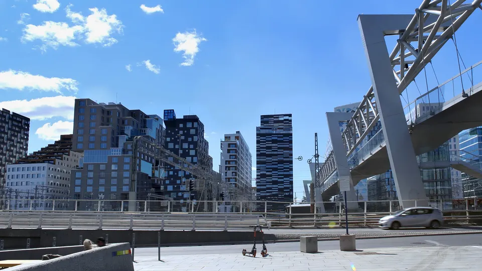Moderne bygninger på Barcode i Oslo sentrum.