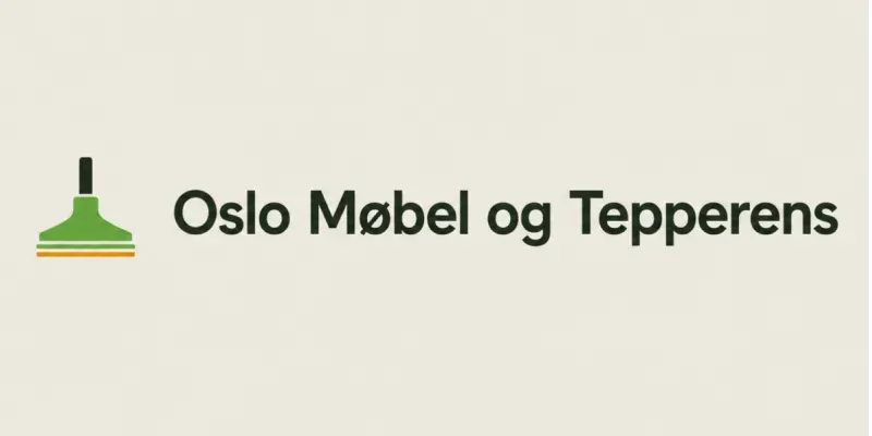 Grønn børste ved siden av teksten Oslo Møbel og Tepperens.