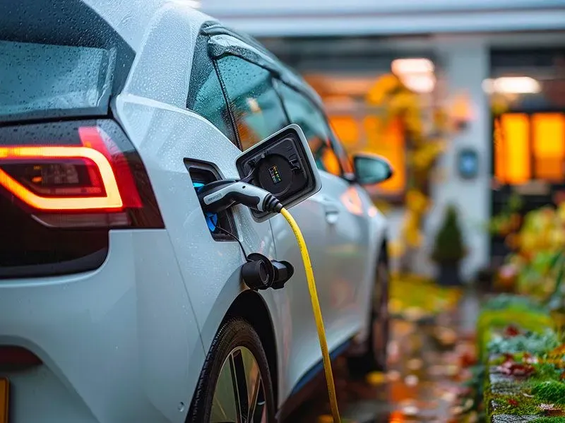 Une voiture en recharge