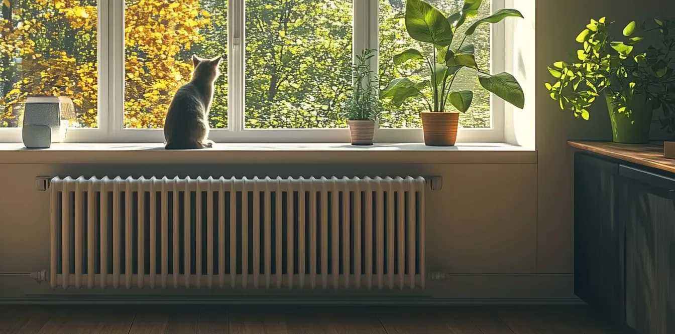 Cat sitting on windowsill looking outside.