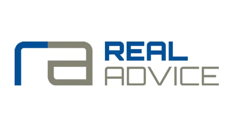 Mäklarföretaget Real Advice logotyp.