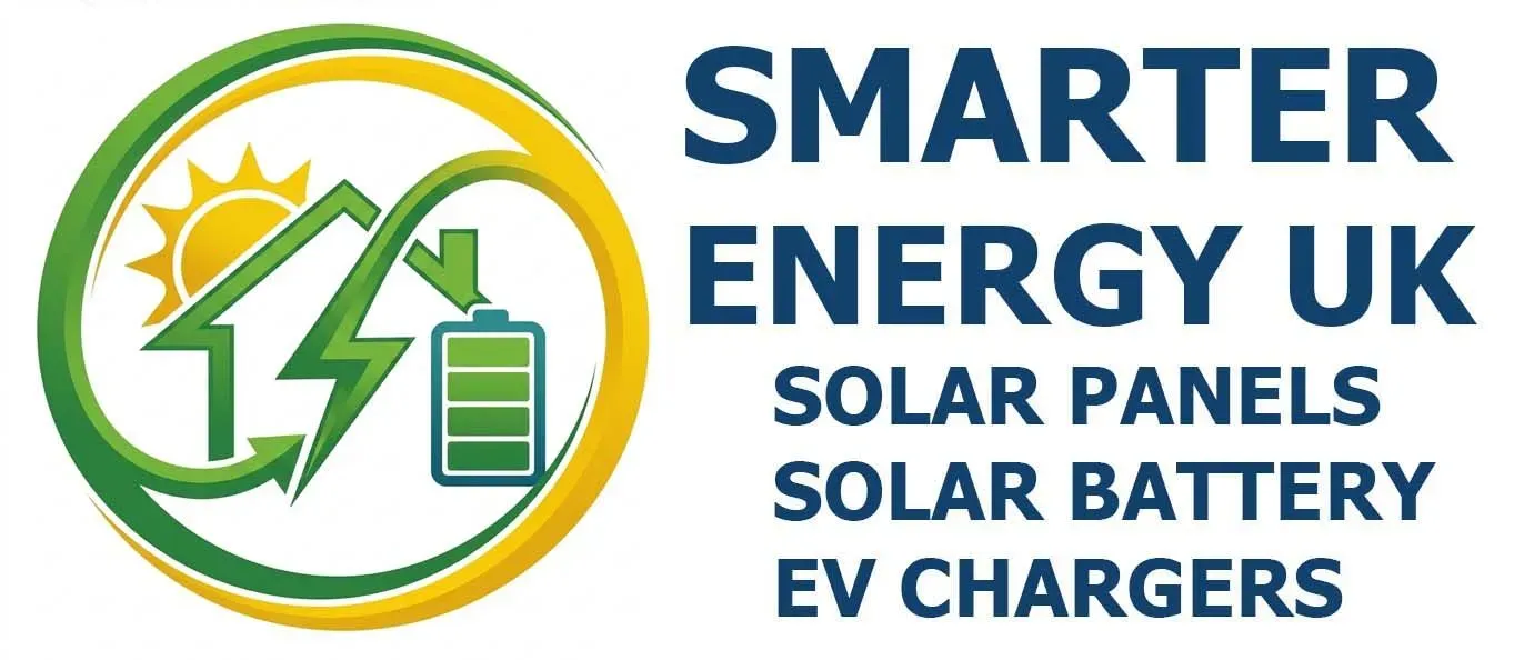 Smarter Energy UK logo with house, lightning bolt, battery, and sun icons.