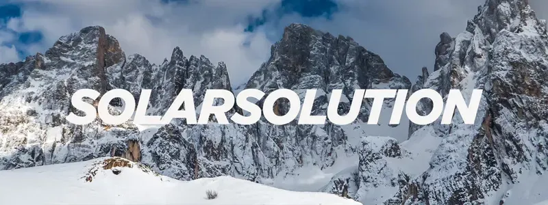 SOLARSOLUTION Handels GmbH – Firmenschriftzug vor schneebedeckter Bergkulisse.