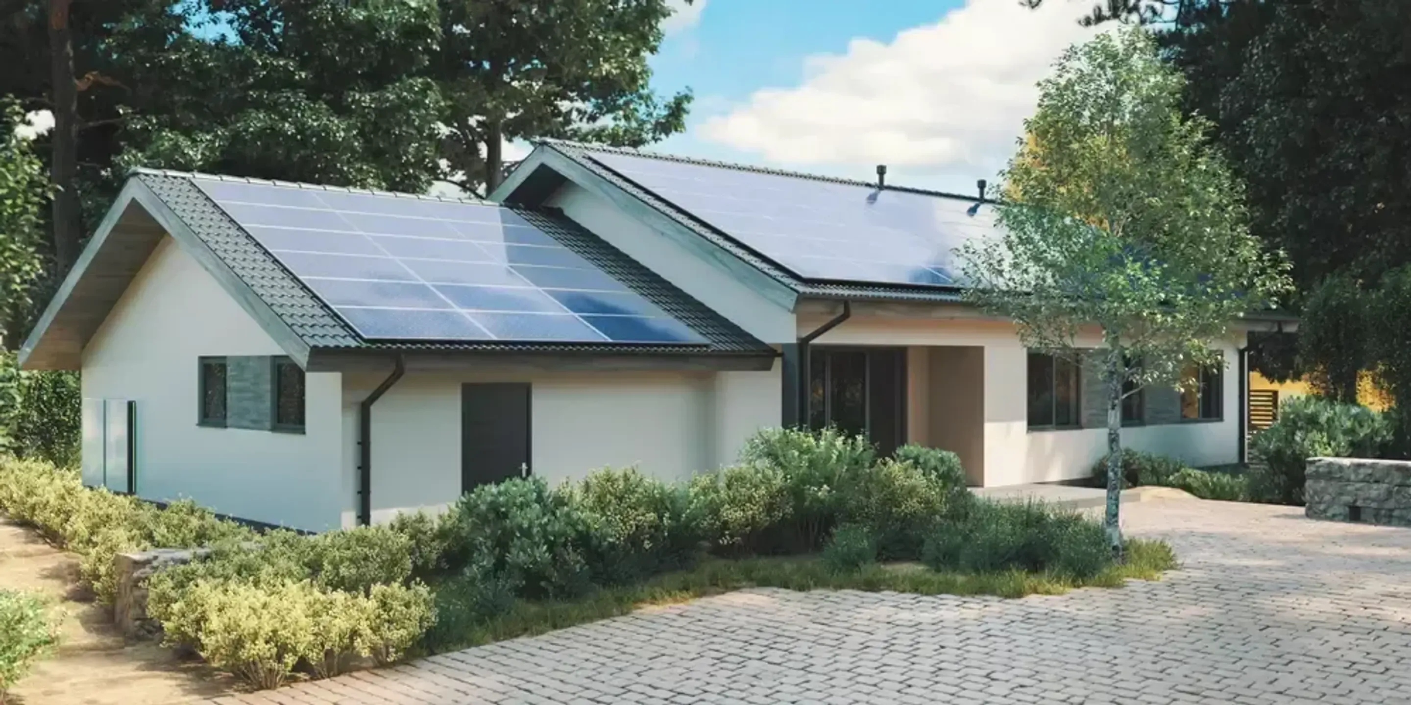 Solceller på ett hustak