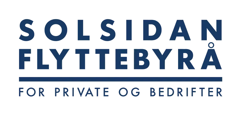 Solsidan flyttebyrå logo i blå tekst