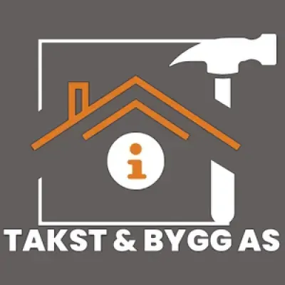 Logo med en hammer, husomriss og teksten Takst & Bygg AS.