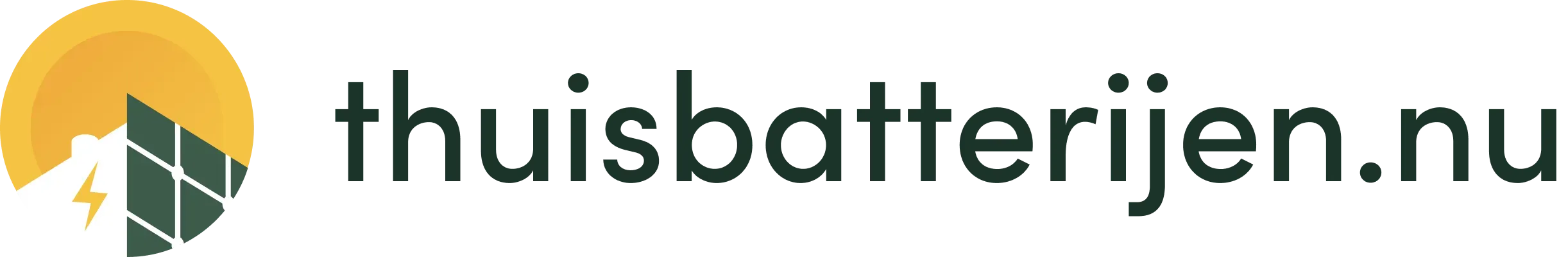 Thuisbatterijen.nu logo with a sun, house roof, and lightning bolt.