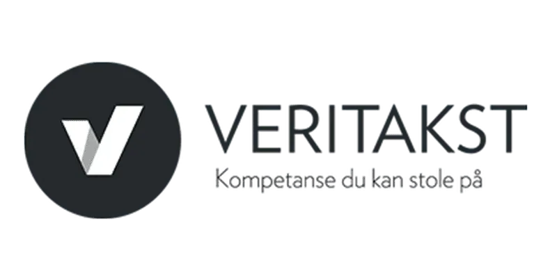 Logoen til Veritakst med svart skrift