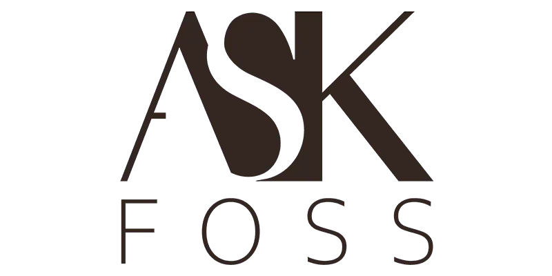 Ask eiendomsmegling foss logo i svart tekst